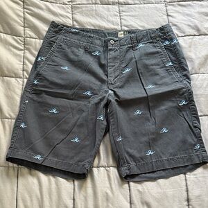 Dark Blue Shorts with Blue Embroidery